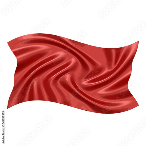 Canvas Print A vibrant red fabric piece flowing gracefully against a clean white background
