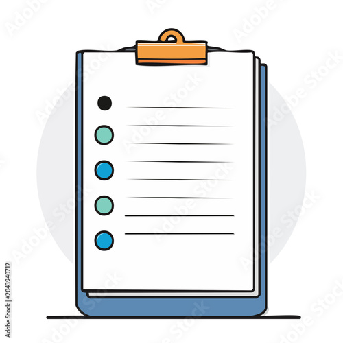 Clipboard with Checklist and Bullet Points