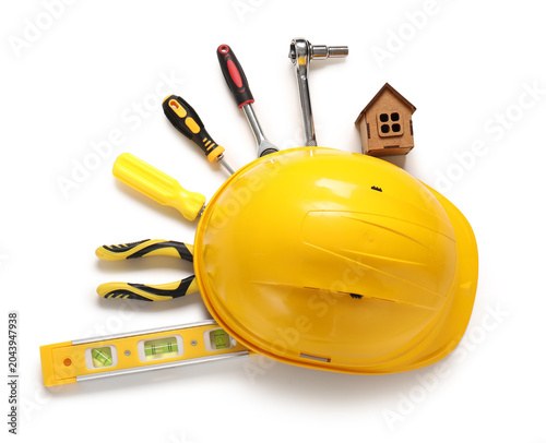 Hardhat with set of constru...