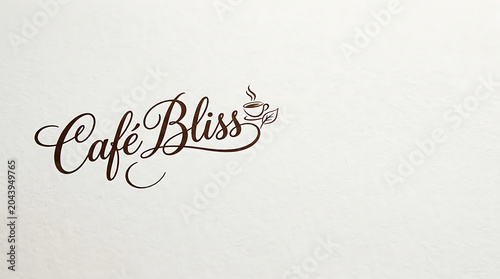 Elegant coffee shop logo on white textured paper background