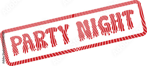 Party Night Dynamic Red Rubber Stamp Graphic for Nightlife and Entertainment Promotion