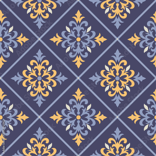Royal Damask Tile Seamless Pattern Luxury Vintage Ornamental Wallpaper