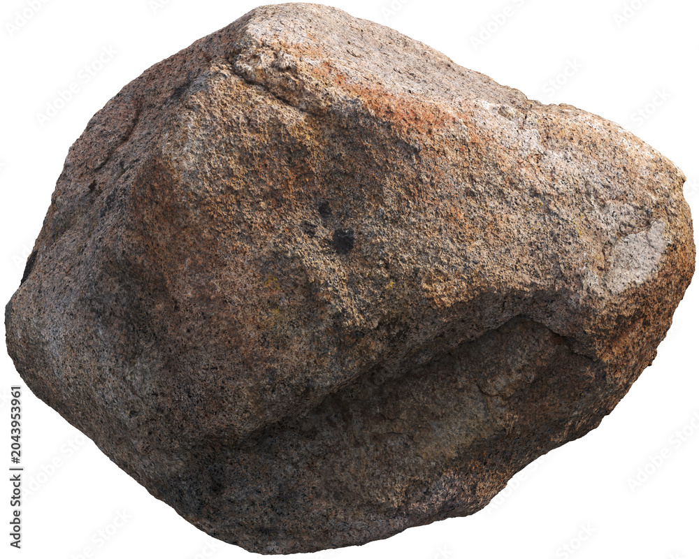 Obraz premium Large Weathered Granite Boulder Rock Isolated on Transparent Background