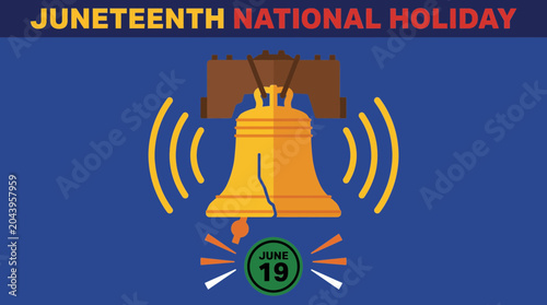Vászonkép Freedom Bell Ringing Illustration for Juneteenth National Holiday