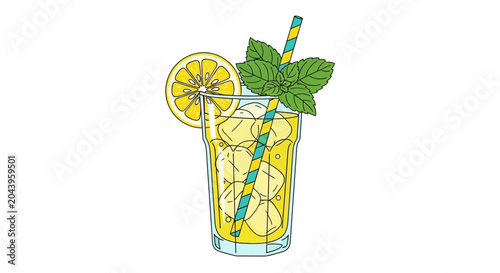 Foto Refreshing Lemonade with Ice Cubes.