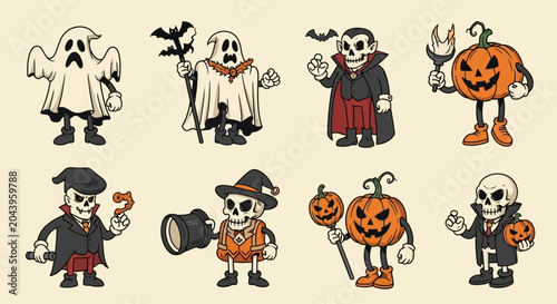 Photos Halloween characters and spooky cartoon figures.