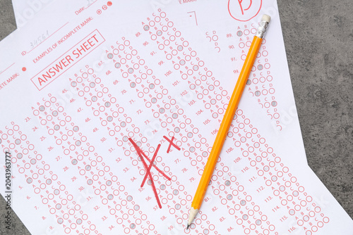Pencil and answer sheets fo...
