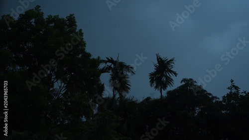 A violent storm has broken out in the sky this evening.