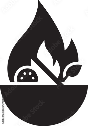 Healthy Cooking Flame Bowl Icon