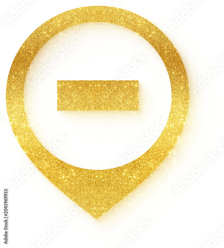 Tableau sur toile Gold glitter location pin hyphen minus map marker icon design