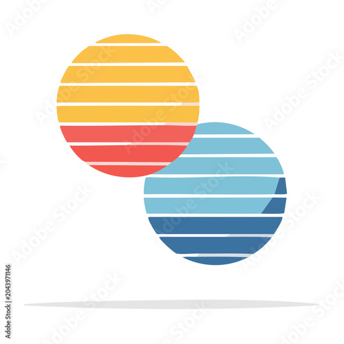 Two overlapping circles with horizontal stripes