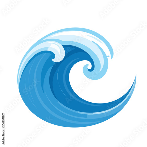 Stylized Blue Ocean Wave Illustration