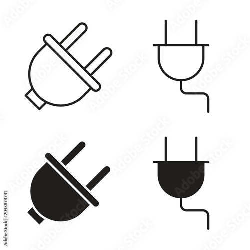 Cuadro en lienzo Plug icon collection in black color