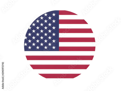 Round united states flag icon with stars and stripes isolated on white background