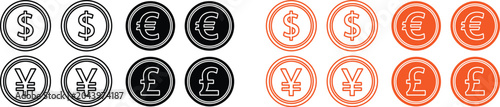 Currency symbols for dollar euro yen and pound