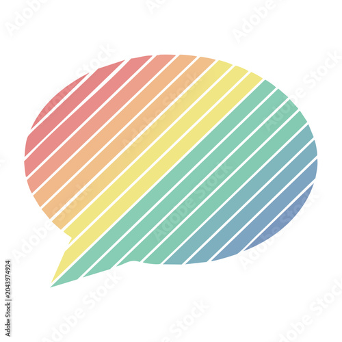Rainbow Speech Bubble with Diagonal Stripes