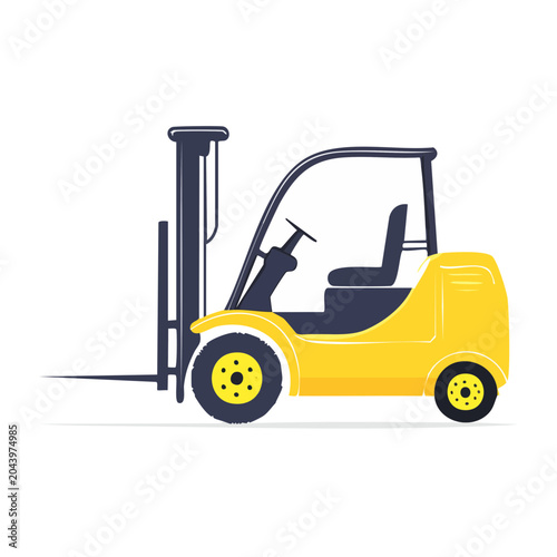 Yellow forklift truck illustration in flat design style