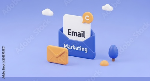 Email marketing concept with envelope.