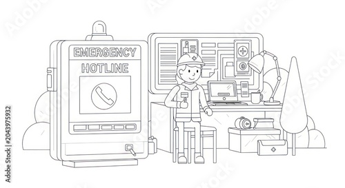 Emergency Response Team Operations Center Illustration.