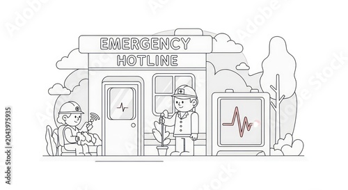 Emergency hotline service phone support.