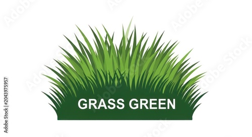 Green grass blades with text overlay.