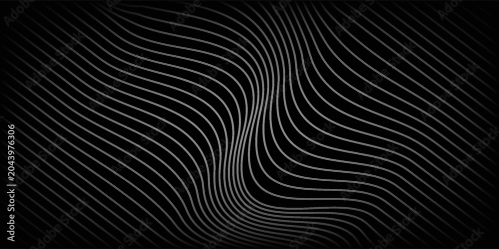 Fototapeta premium 3D Vector wave lines pattern smooth curve flowing dynamic white light isolated on black background for concept of technology, digital