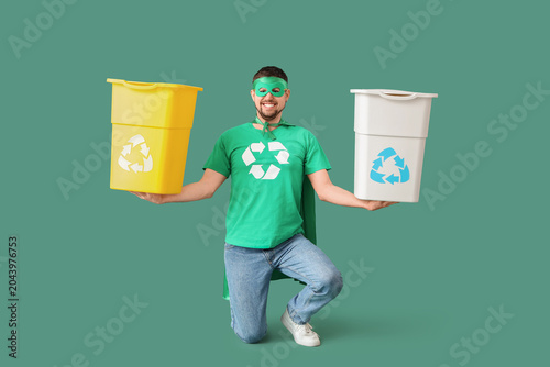 Young man dressed as eco su...