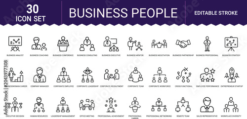 Εκτύπωση καμβά Business people icon set including analyst coaching conference and professional leadership