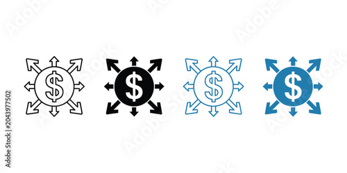 Fotografie Fund Centralization Multiple Style Icon Design Vector Representing Money Aggrega