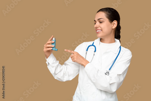 Portrait of female doctor p...