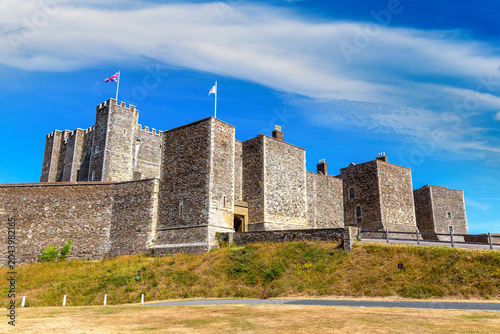Historic medieval Dover Castle in Dover, Kent, England, UK