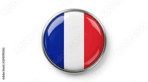 Circular badge with flag of france isolated on white background, national