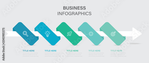 Business Infographic template with 5 options for presentations, advertising, layouts, annual reports. Vector illustration. 
