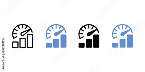 KPI Icon Set Multiple Style Designs Representing Key Performance Indicators Analytics Metrics and Business Growth Measurement