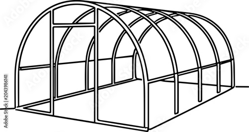 Bild auf Leinwand A line drawing of an empty greenhouse structure.