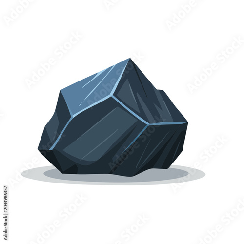 Stylized illustration of a dark blue rock on a white background