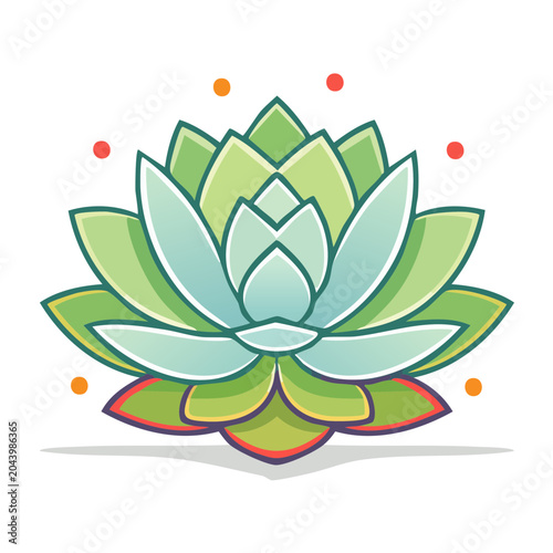Stylized succulent plant illustration with dots