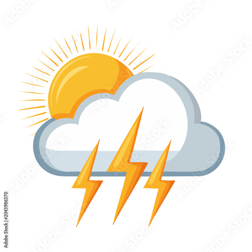 Sun and Thunderstorm Weather Icon