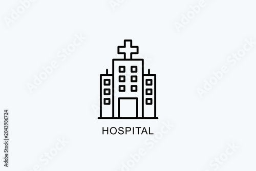 Принти на полотні Hospital Icon Or Logo Isolated Vector Illustration