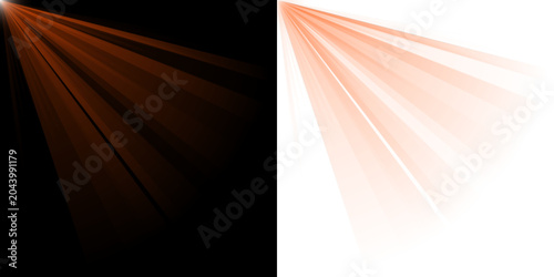 Cuadro en lienzo Abstract Orange Light Beam Effects Comparison Showing Volumetric Rays And Flat G