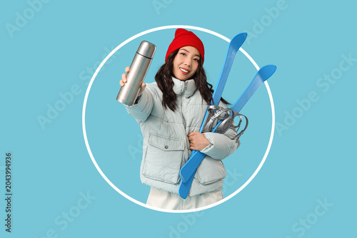Young Asian woman in winter...