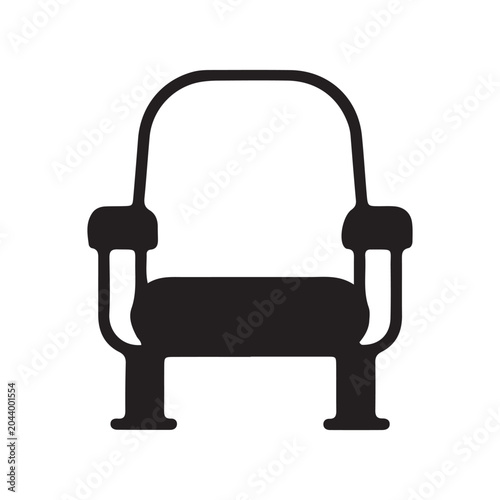 Modern chair icon, black furniture symbol, minimalist armchair, vector illustration
