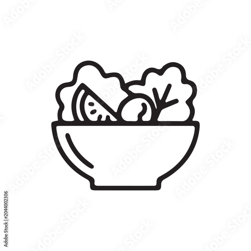 Fresh salad bowl, vegetable mix, healthy eating, food icon