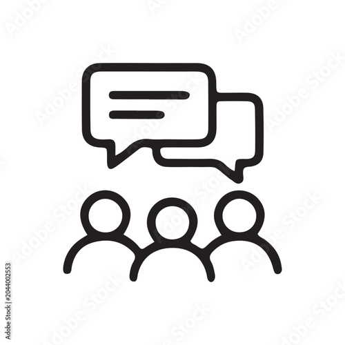 Communication icons, conversation symbols, chat signs, people discussion, dialogue graphics