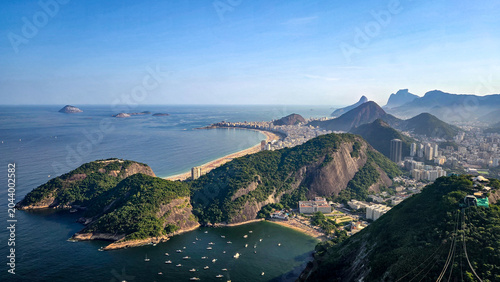 Aerial view of Rio de Janeiro coastline and Sugarloaf Mountain Brazil