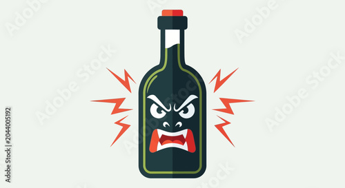 Bild auf Leinwand Angry Alcohol Bottle Icon with Lightning Bolt Accents