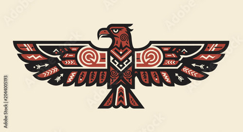 Foto Native American Thunderbird Art, Tribal Eagle Symbol, Indigenous Culture Icon