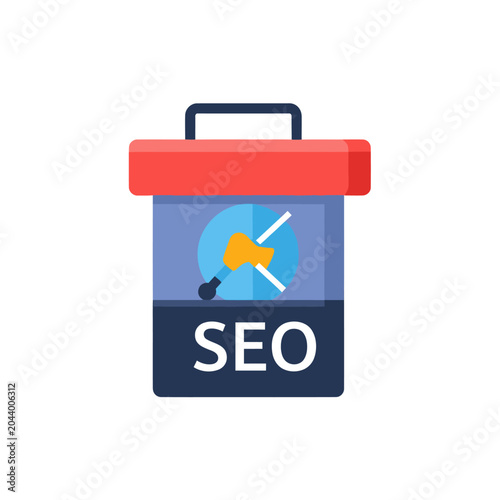 SEO Optimization Digital Marketing Briefcase Icon.