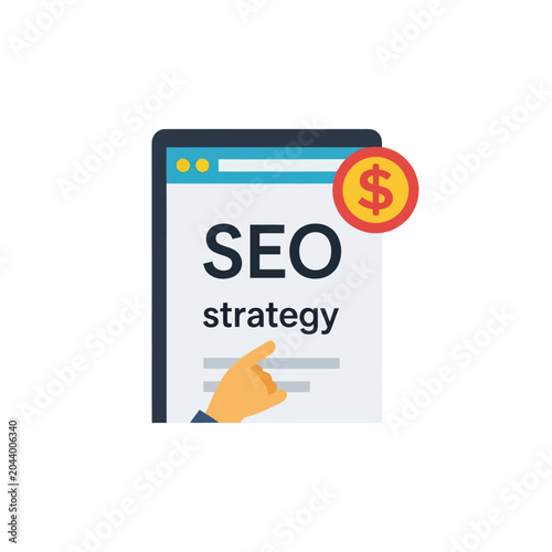 SEO strategy concept with dollar sign.