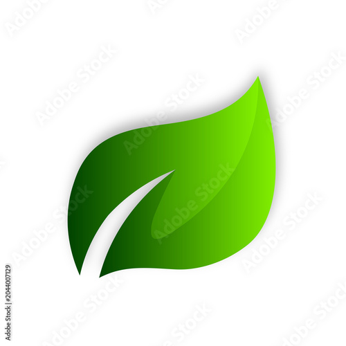 Vibrant Green Gradient Leaf Icon Eco Friendly Symbol isolated on Transparent Background